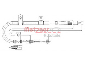 METZGER 17.2550 trosas, stovėjimo stabdys 
 Stabdžių sistema -> Valdymo svirtys/trosai
597602D310