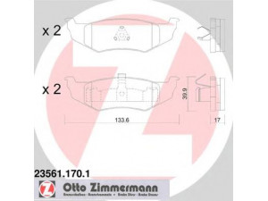 ZIMMERMANN 23561.170.1 stabdžių trinkelių rinkinys, diskinis stabdys 
 Techninės priežiūros dalys -> Papildomas remontas
05018208AA, 05083071AA, 05086567AA