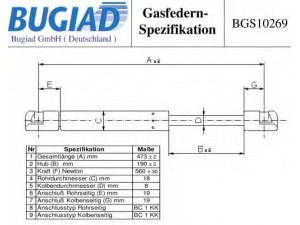 BUGIAD BGS10269 dujinė spyruoklė, bagažinė
132727, 90463749