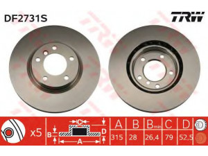 TRW DF2731S stabdžių diskas 
 Stabdžių sistema -> Diskinis stabdys -> Stabdžių diskas
34112227171, 34112227737