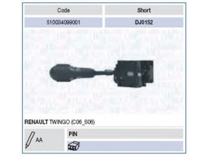 MAGNETI MARELLI 510034099001 vairo kolonėlės jungiklis 
 Vidaus įranga -> Rankinės/kojinės svirties sistema
7700822445