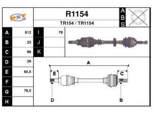 SNRA R1154 kardaninis velenas 
 Ratų pavara -> Kardaninis velenas
8200482435, 8200661507