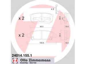 ZIMMERMANN 24014.155.1 stabdžių trinkelių rinkinys, diskinis stabdys 
 Techninės priežiūros dalys -> Papildomas remontas
5191271AA, 5191271AB, 5191271AC