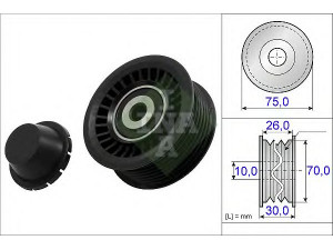 INA 532 0723 10 kreipiantysis skriemulys, V formos rumbuotas diržas 
 Diržinė pavara -> V formos rumbuotas diržas/komplektas -> Laisvasis/kreipiamasis skriemulys
11 92 382 74R, 119230001R