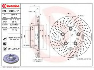 BREMBO 09.C086.11 stabdžių diskas 
 Stabdžių sistema -> Diskinis stabdys -> Stabdžių diskas
99635240500, 99635240501, 99635240502