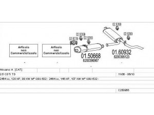 MTS C250956010543 išmetimo sistema 
 Išmetimo sistema -> Išmetimo sistema, visa