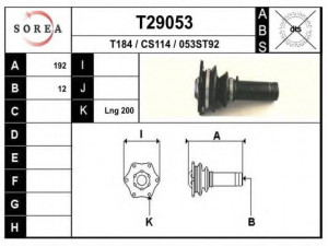 EAI T29053 kardaninis velenas 
 Ratų pavara -> Kardaninis velenas
95582420