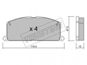 TRUSTING 110.0 stabdžių trinkelių rinkinys, diskinis stabdys 
 Techninės priežiūros dalys -> Papildomas remontas
04465-10040, 04465-12040, 04465-12090