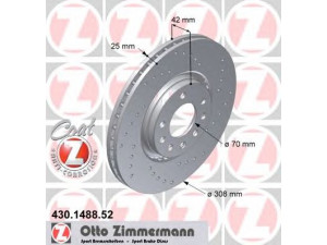 ZIMMERMANN 430.1488.52 stabdžių diskas 
 Stabdžių sistema -> Diskinis stabdys -> Stabdžių diskas
5 055 389, 5 391 560, 569 061, 9 184 405