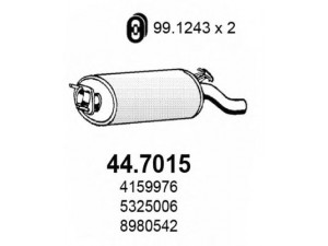 ASSO 44.7015 galinis duslintuvas 
 Išmetimo sistema -> Duslintuvas
4159976, 5325006, 5466115, 8822223