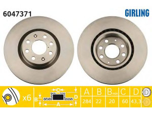 GIRLING 6047371 stabdžių diskas 
 Dviratė transporto priemonės -> Stabdžių sistema -> Stabdžių diskai / priedai
0000071772815, 55700922, 55700923
