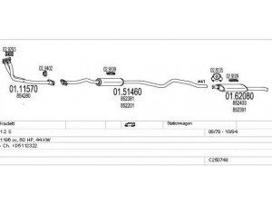 MTS C250748007426 išmetimo sistema 
 Išmetimo sistema -> Išmetimo sistema, visa