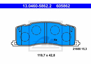 ATE 13.0460-5862.2 stabdžių trinkelių rinkinys, diskinis stabdys 
 Techninės priežiūros dalys -> Papildomas remontas
04466-28010, 04466-28011, 04466-28020