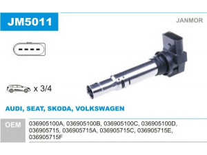 JANMOR JM5011 ritė, uždegimas 
 Kibirkšties / kaitinamasis uždegimas -> Uždegimo ritė
036905100A, 036905100B, 036905100C