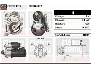 DELCO REMY DRS3107 starteris 
 Elektros įranga -> Starterio sistema -> Starteris
310420, 7700796488, 7700853827