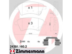 ZIMMERMANN 24391.160.2 stabdžių trinkelių rinkinys, diskinis stabdys 
 Techninės priežiūros dalys -> Papildomas remontas
71750033, 5581079J00