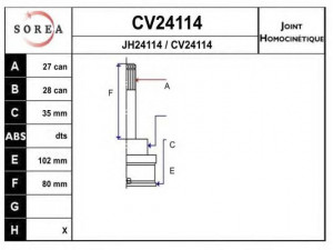 EAI CV24114K jungčių komplektas, kardaninis velenas