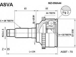 ASVA MZ-056A44 jungčių komplektas, kardaninis velenas 
 Ratų pavara -> Sujungimai/komplektas
G565-25-500B, G565-25-600B, G572-22-510