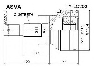 ASVA TY-LC200 jungčių komplektas, kardaninis velenas 
 Ratų pavara -> Sujungimai/komplektas
43430-60071, 43430-60070, 43460-69175