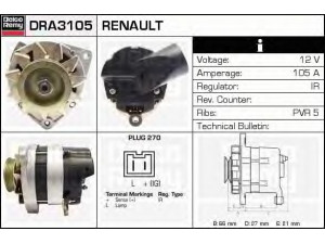 DELCO REMY DRA3105 kintamosios srovės generatorius 
 Elektros įranga -> Kint. sr. generatorius/dalys -> Kintamosios srovės generatorius
541557, 7700754853, 7701499465