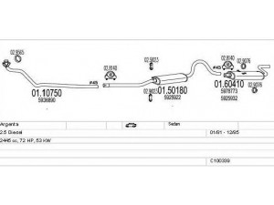 MTS C100339013059 išmetimo sistema 
 Išmetimo sistema -> Išmetimo sistema, visa