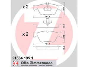 ZIMMERMANN 21664.195.1 stabdžių trinkelių rinkinys, diskinis stabdys 
 Techninės priežiūros dalys -> Papildomas remontas
002 420 4420, 002 420 9620, 004 420 0220