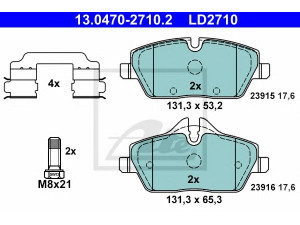 ATE 13.0470-2710.2 stabdžių trinkelių rinkinys, diskinis stabdys 
 Techninės priežiūros dalys -> Papildomas remontas
34 11 6 767 143, 34 11 6 767 144