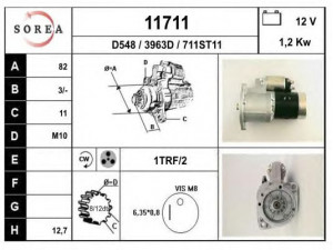 EAI 11711 starteris 
 Elektros įranga -> Starterio sistema -> Starteris
M2T52981, M2T53781, 2330004E00