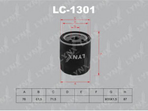 LYNXauto LC-1301 alyvos filtras 
 Filtrai -> Alyvos filtras
49306-30000, 5011788, 5011991, 15208-6F901