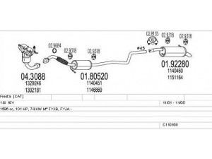 MTS C110168003879 išmetimo sistema 
 Išmetimo sistema -> Išmetimo sistema, visa