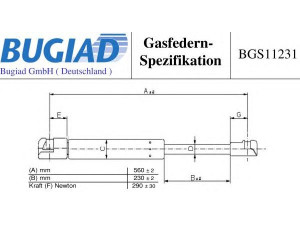 BUGIAD BGS11231 dujinė spyruoklė, bagažinė 
 Priedai -> Bagažinė/pakrovimo skyrius
6J4 827 550B
