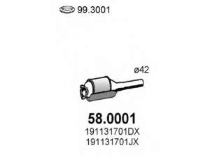 ASSO 58.0001 katalizatoriaus keitiklis 
 Išmetimo sistema -> Katalizatoriaus keitiklis
191131701D, 191131701DV, 191131701DX