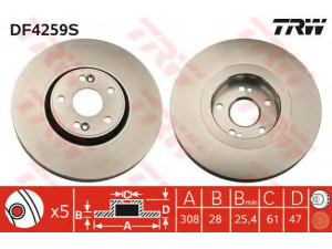 TRW DF4259S stabdžių diskas 
 Stabdžių sistema -> Diskinis stabdys -> Stabdžių diskas
7701206831, 8200019581