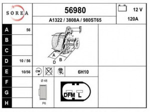 EAI 56980 kintamosios srovės generatorius 
 Elektros įranga -> Kint. sr. generatorius/dalys -> Kintamosios srovės generatorius
0111548402, 0111549302
