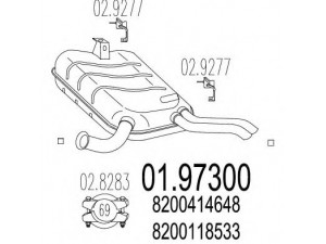 MTS 01.97300 galinis duslintuvas 
 Išmetimo sistema -> Duslintuvas
8200118533, 8200414648