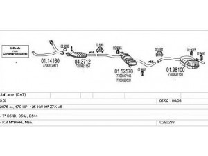 MTS C280238006804 išmetimo sistema 
 Išmetimo sistema -> Išmetimo sistema, visa