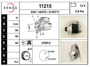 EAI 11215 starteris 
 Elektros įranga -> Starterio sistema -> Starteris
4198600, 4198601, 46235246, 77145430