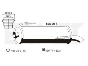 ERNST 505208 galinis duslintuvas 
 Išmetimo sistema -> Duslintuvas
1726 NY, 1726 Y2, 1730 HJ