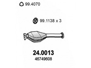 ASSO 24.0013 katalizatoriaus keitiklis 
 Išmetimo sistema -> Katalizatoriaus keitiklis
46749608, 46783896, 46803233, 46803269
