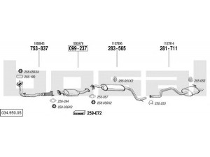 BOSAL 034.950.05 išmetimo sistema 
 Išmetimo sistema -> Išmetimo sistema, visa