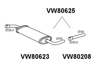 VENEPORTE VW80625 priekinis duslintuvas 
 Išmetimo sistema -> Duslintuvas
023253409G, 023253409H, 023253409T
