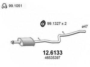 ASSO 12.6133 vidurinis duslintuvas 
 Išmetimo sistema -> Duslintuvas
46535397, 46765405, 55183487