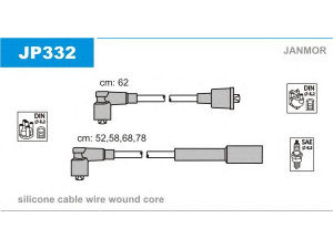 JANMOR JP332 uždegimo laido komplektas 
 Kibirkšties / kaitinamasis uždegimas -> Uždegimo laidai/jungtys
8 BGA-18-140, 8 BGA-18-140A, F85489182A