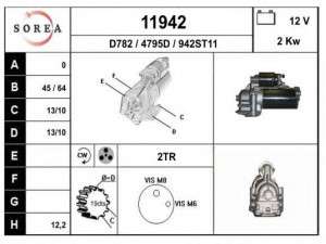 EAI 11942 starteris 
 Elektros įranga -> Starterio sistema -> Starteris
1120215, 1140110, 1S7U11000BA, 1S7U11000BB