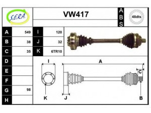 SERA VW417 kardaninis velenas 
 Ratų pavara -> Kardaninis velenas
7D0407271A