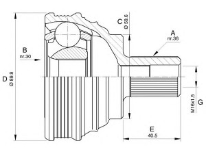 OPEN PARTS CVJ5535.10 jungčių komplektas, kardaninis velenas 
 Ratų pavara -> Sujungimai/komplektas
1K0407311G, 1K0407311H, 1K0407311L