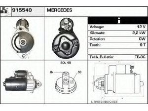 EDR 915540 starteris 
 Elektros įranga -> Starterio sistema -> Starteris