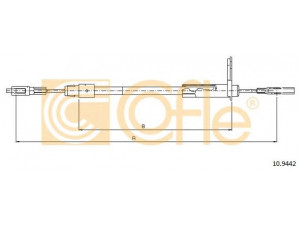 COFLE 10.9442 trosas, stovėjimo stabdys 
 Stabdžių sistema -> Valdymo svirtys/trosai
2104201185, 2104201585, A2104201185