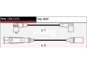 DELCO REMY DRL559 uždegimo laido komplektas 
 Kibirkšties / kaitinamasis uždegimas -> Uždegimo laidai/jungtys
037905483G, N103166.01