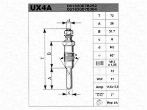 MAGNETI MARELLI 061830078304 kaitinimo žvakė
46 07 0003A, 0116610535800, 0116760535801